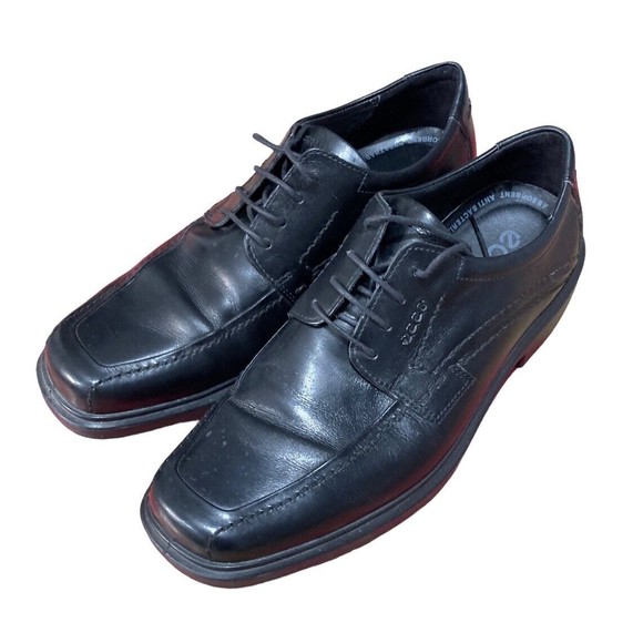 Ecco Mens Black‎ Leather Lace Up Loafers Size 45 (US 11) - Picture 1 of 8